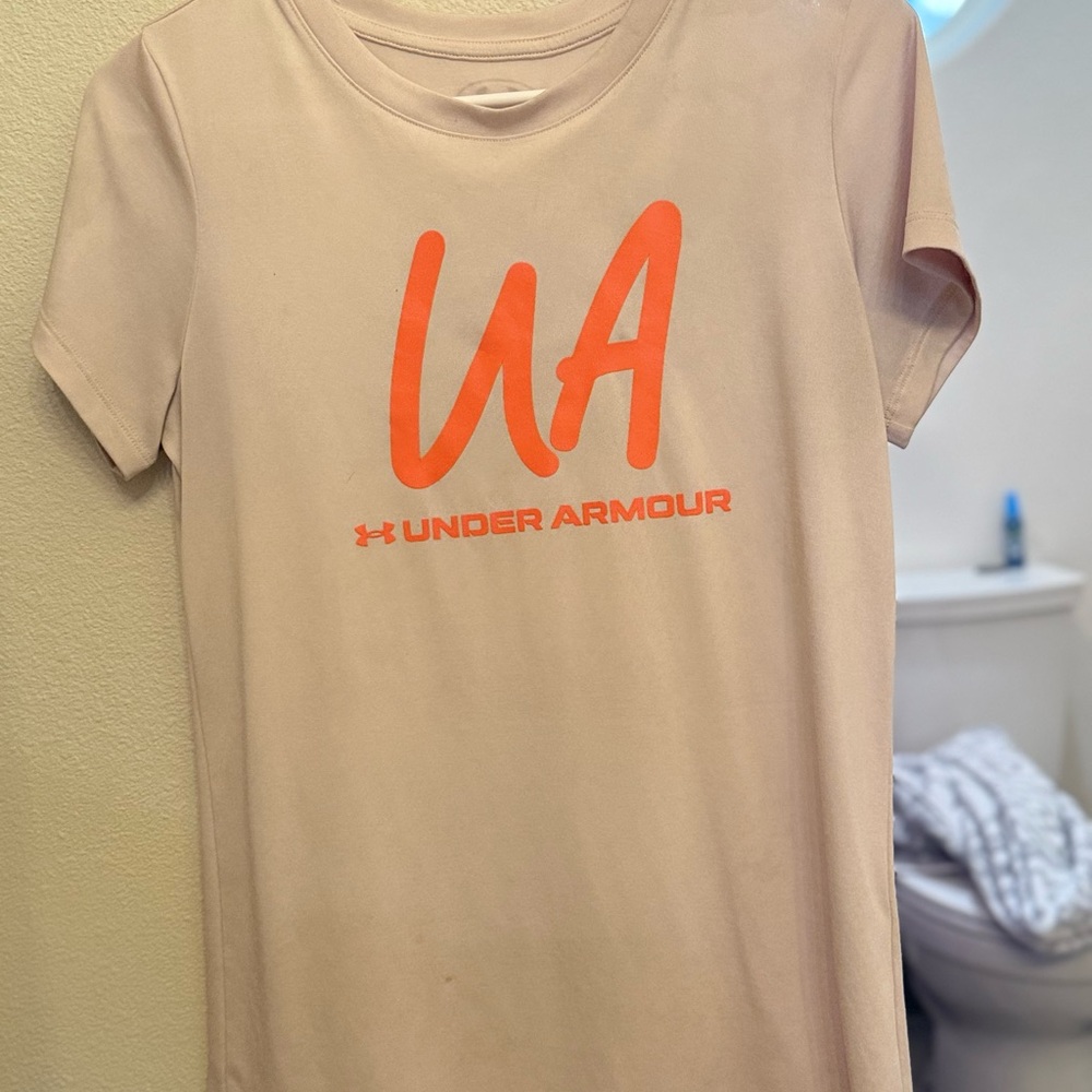 Under Armour Pink Tee with Vibrant Pink Logo